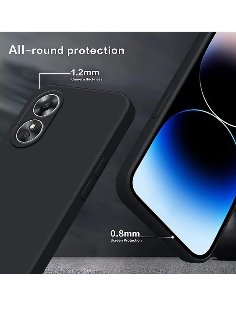 Raxoom Oppo A58 4G Silicone Case – Black Liquid Gel Rubber with Soft Microfiber Lining, Slim Shockproof Hard Shell - Image 4