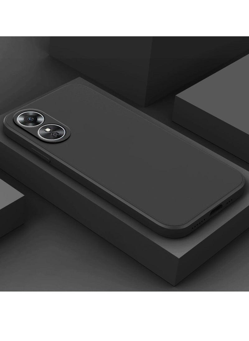 Raxoom Oppo A58 4G Silicone Case – Black Liquid Gel Rubber with Soft Microfiber Lining, Slim Shockproof Hard Shell - Image 3