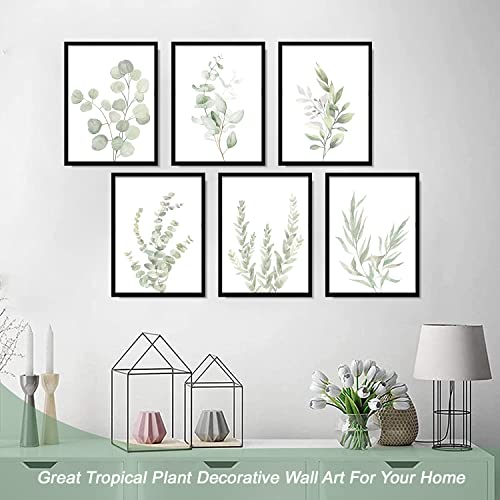 NCYEL Botanical Plant Wall Art Boho Decor Prints Light Green Eucalyptus Leaf Picture Canvas Wall Art Minimalist Floral Wall Decor for Bedroom Living Room Bathroom Kitchen (Set of 6, 12x16 inch, Unframed) - Image 3