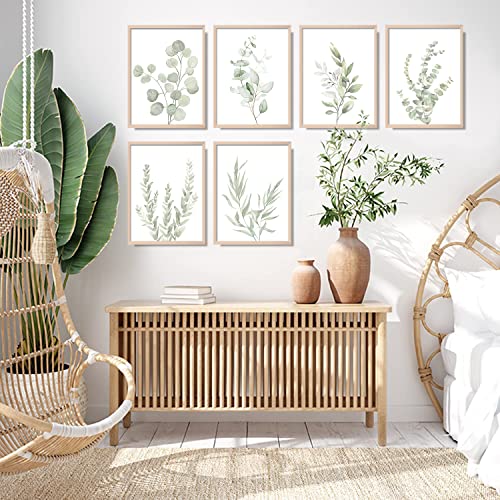 NCYEL Botanical Plant Wall Art Boho Decor Prints Light Green Eucalyptus Leaf Picture Canvas Wall Art Minimalist Floral Wall Decor for Bedroom Living Room Bathroom Kitchen (Set of 6, 12x16 inch, Unframed) - Image 5