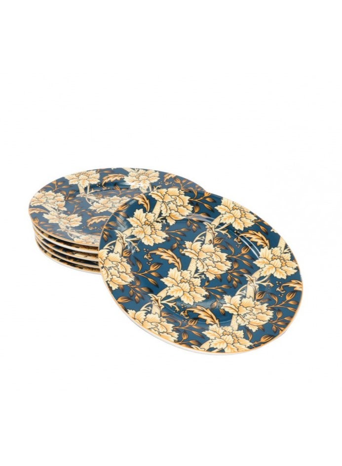 HOMEVEO Luxury porcelain dinner set, 6 pieces, gray/yellow, 20 x 20 - Image 2