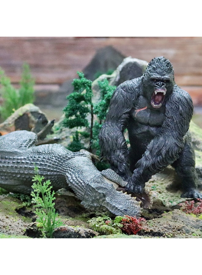 Prehistoric Behemoth King Kong Gorilla Simulation Animal Plastic Solid Model Tyrannosaurus Rex Children's Boys Toy-Color:CM Solid Albino Gorilla + Delivery Platform - Image 3