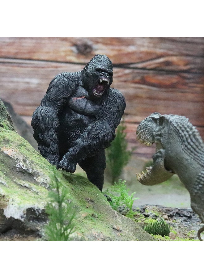 Prehistoric Behemoth King Kong Gorilla Simulation Animal Plastic Solid Model Tyrannosaurus Rex Children's Boys Toy-Color:CM Solid Albino Gorilla + Delivery Platform - Image 4