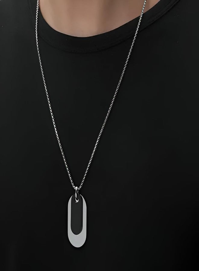 SHAHEEBA Men’s Stainless Steel Necklace | Titanium Plated Minimal Pendant Chain | Non-Fading, Sweat-Resistant, Hypoallergenic Everyday Style Pendant for Men - Image 2