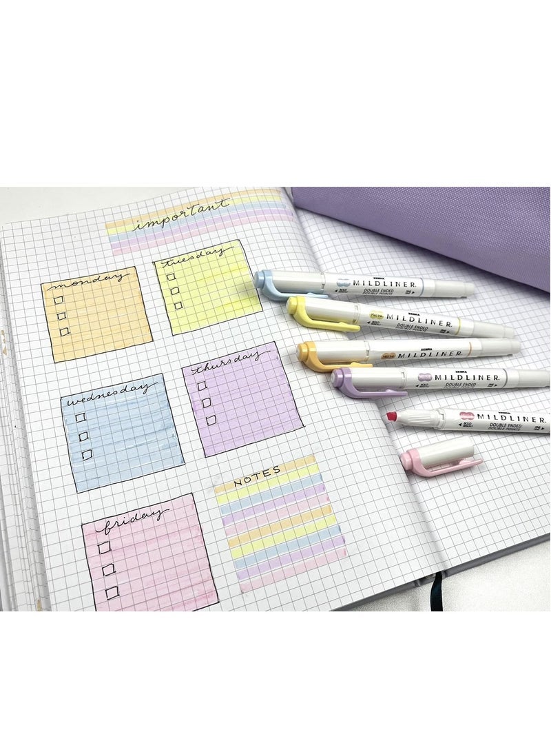 Zebra Mildliner Dual Tip Highlighter Set – 5 Pastel Colors - Image 1