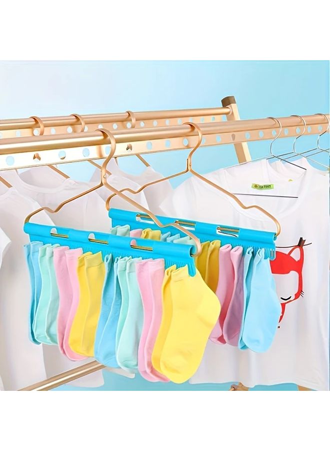 Blue Heavy Duty Windproof Sock Clips 4pcs Grip Laundry Hooks for Pants Delicates Travel Drying Rack Organizer - Image 3