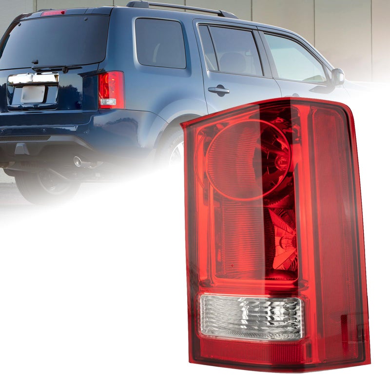 Tail Light Assembly Compatible With 2009 2010 2011 2012 2013 2014 2015 Honda Pilot Right Passenger Side Rear Brake Lamps Rear Brake Lamps With Bulb Inside and wiring harness Replace HO2801174