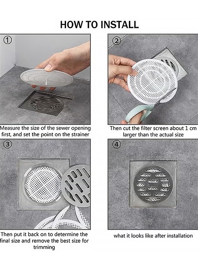 MXN 6 PCS Shower Drain Filter, 4.7 Inch Shower Stall Sink Drain Cover Strainer, Multifunctional Sewer Anti-Clogging Strainer Net Cover (White) - Image 4