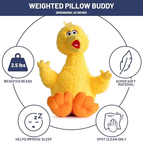 Jay Franco Weighted Sesame Street Plush Pillow Buddy 25 lbs Soft Plushie Stuffed Pillow 22 Inches Yellow Big Bird - Image 5