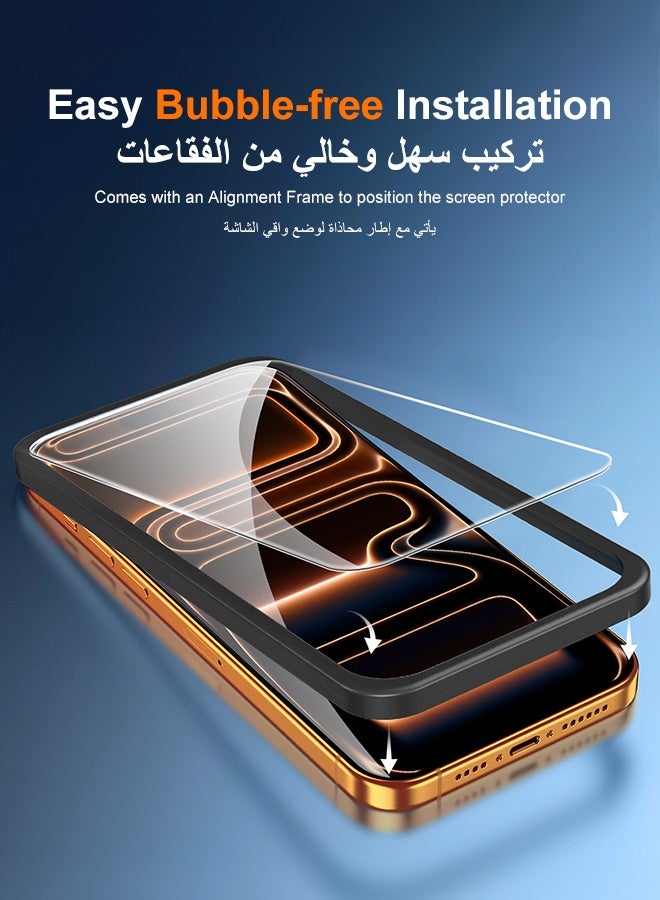 Tersely [4 Pack] Screen Protector for iPhone 17 Pro Max 6.9-inch, Tempered Glass with Installation Alignment Frame,Case Friendly,HD Clear - Image 3