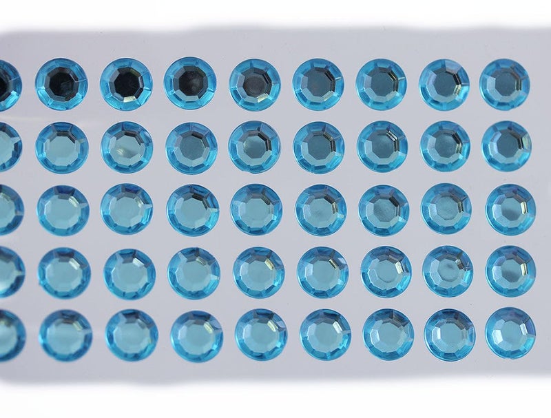 10mm SS48 Blue Aqua Self Adhesive Acrylic Rhinestones Plastic Face Gems Stick On Body Jewels for DIY Cards and Invitations Crafts Bling Sticker 5 Sheets 250PCS