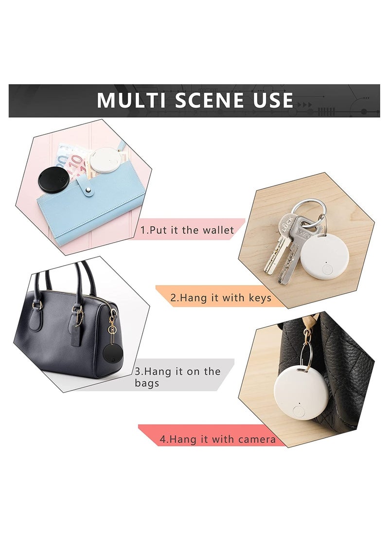 SYOSI - 4 Pack Bluetooth Key Finder Locator, Mini Anti Lost Item Finder Tag Key Tracker Alarm For Pet, Key, Wallet, Luggage, Compatible With Ios And Android, with Key Ring (White, Black, Pink, Oranger, Round) - Image 1