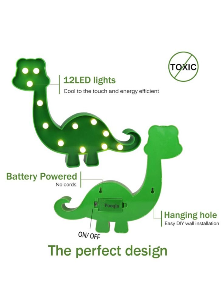 Dinosaur Marquee LED Night Light Green 31.5cm