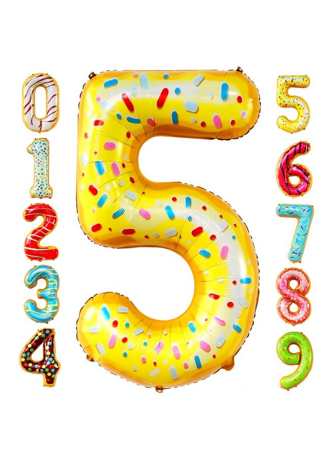 KATCHON Giant Donut 5 Balloon Number 40 Inch ; Donut Party Decorations ; Number 5 Donut Balloon 5 Year Old Donut Decorations ; Happy 5Th Birthday Balloon 5Th Donut Birthday Party Decorations  - Image 1
