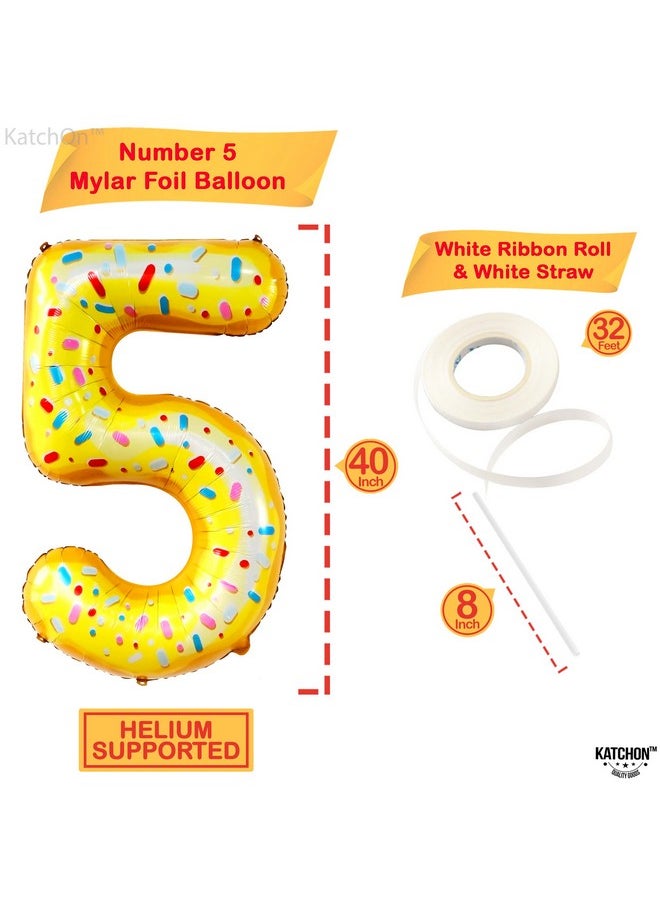 KATCHON Giant Donut 5 Balloon Number 40 Inch ; Donut Party Decorations ; Number 5 Donut Balloon 5 Year Old Donut Decorations ; Happy 5Th Birthday Balloon 5Th Donut Birthday Party Decorations  - Image 5