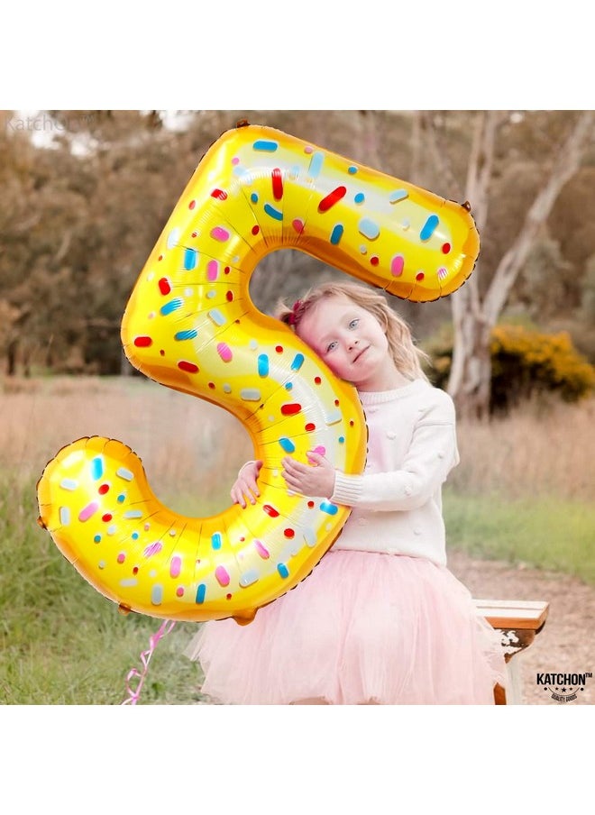 KATCHON Giant Donut 5 Balloon Number 40 Inch ; Donut Party Decorations ; Number 5 Donut Balloon 5 Year Old Donut Decorations ; Happy 5Th Birthday Balloon 5Th Donut Birthday Party Decorations  - Image 3