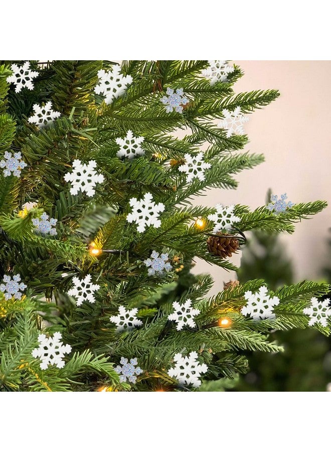 kockuu 100Pcs Mini Snowflake Ornament Christmas Decorations Glitter Resin White And Clear Snowflakes Christmas Craft Embellishment For Diy Craft Xmas Tree Winter Party Table Decor (3 Sizes) - Image 2