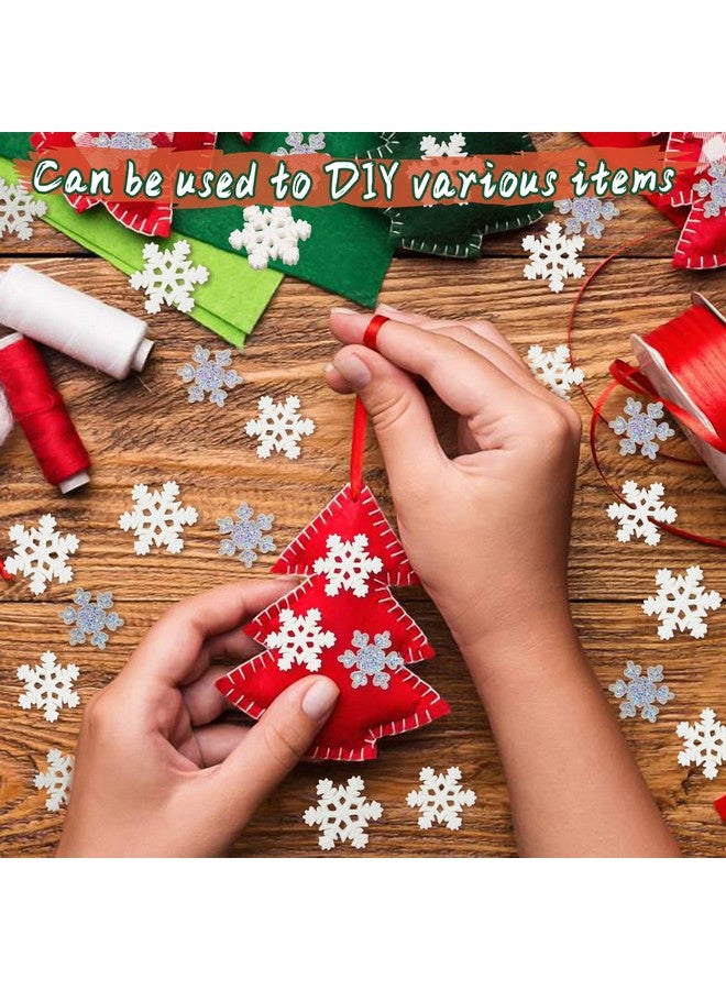 kockuu 100Pcs Mini Snowflake Ornament Christmas Decorations Glitter Resin White And Clear Snowflakes Christmas Craft Embellishment For Diy Craft Xmas Tree Winter Party Table Decor (3 Sizes) - Image 5
