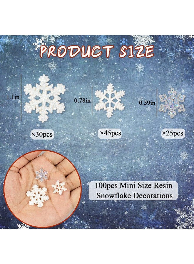 kockuu 100Pcs Mini Snowflake Ornament Christmas Decorations Glitter Resin White And Clear Snowflakes Christmas Craft Embellishment For Diy Craft Xmas Tree Winter Party Table Decor (3 Sizes) - Image 3