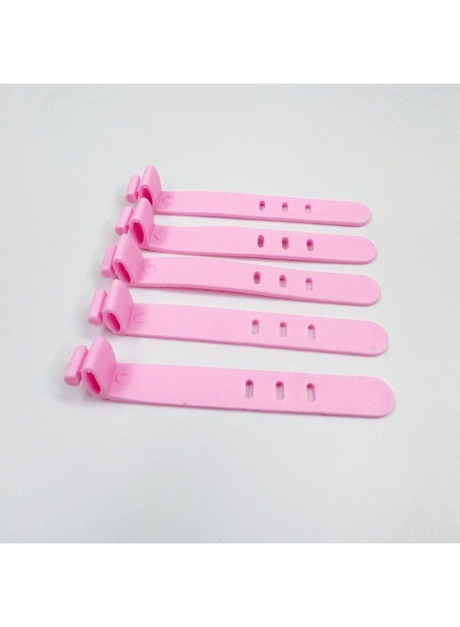 Loquat 2 Holes 3 Holes Data Cable Tie Earphone Bundle Storage Belt Silicone Tie Charging Cable Winding Cable Tie Cable Tape-Color:pink (3 Holes 80mm Flat Buckle Head) - Image 1