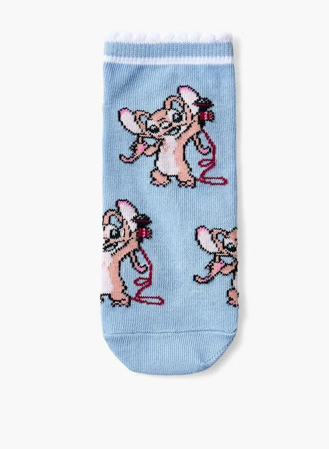 ديزني Pack Of 3 Ankle Length Girls Socks With Stitch Print