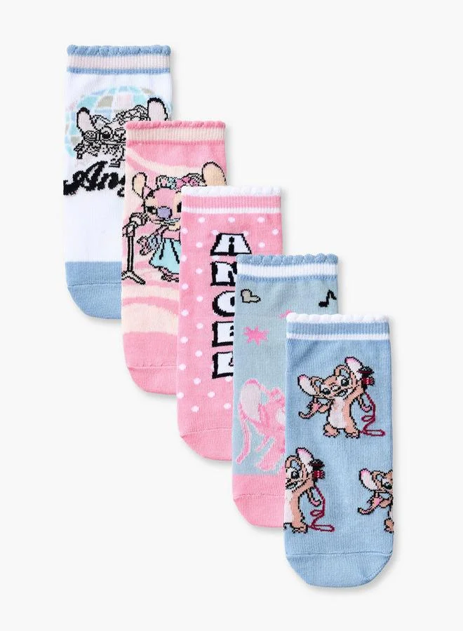 ديزني Pack Of 3 Ankle Length Girls Socks With Stitch Print