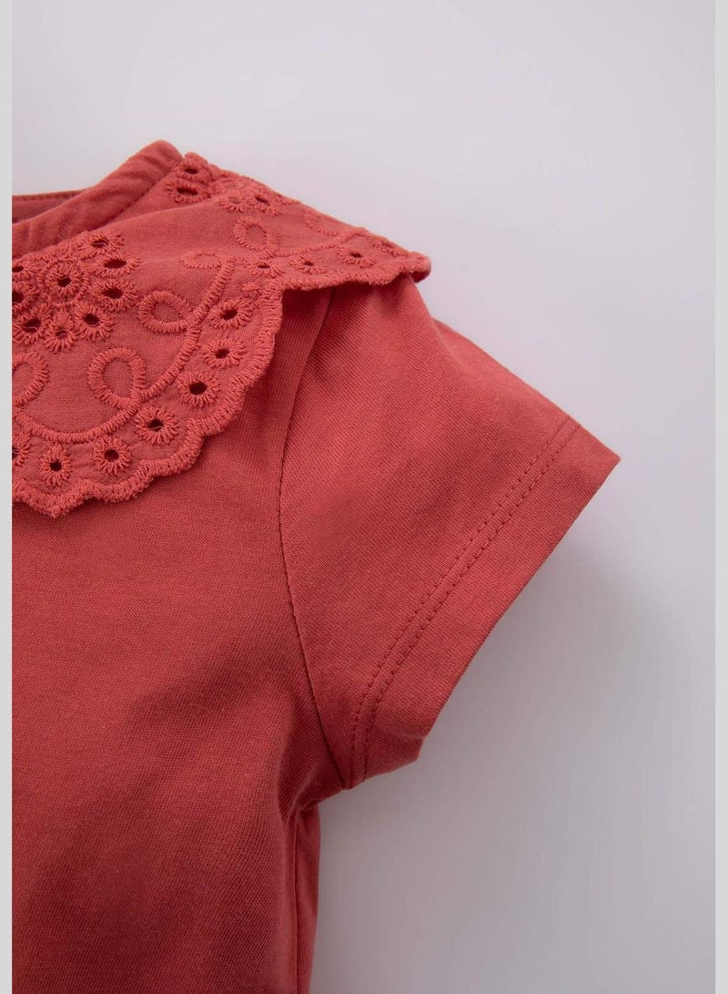 DeFacto BabyGirl Big Neck Knitted Short Sleeve Body - Image 3