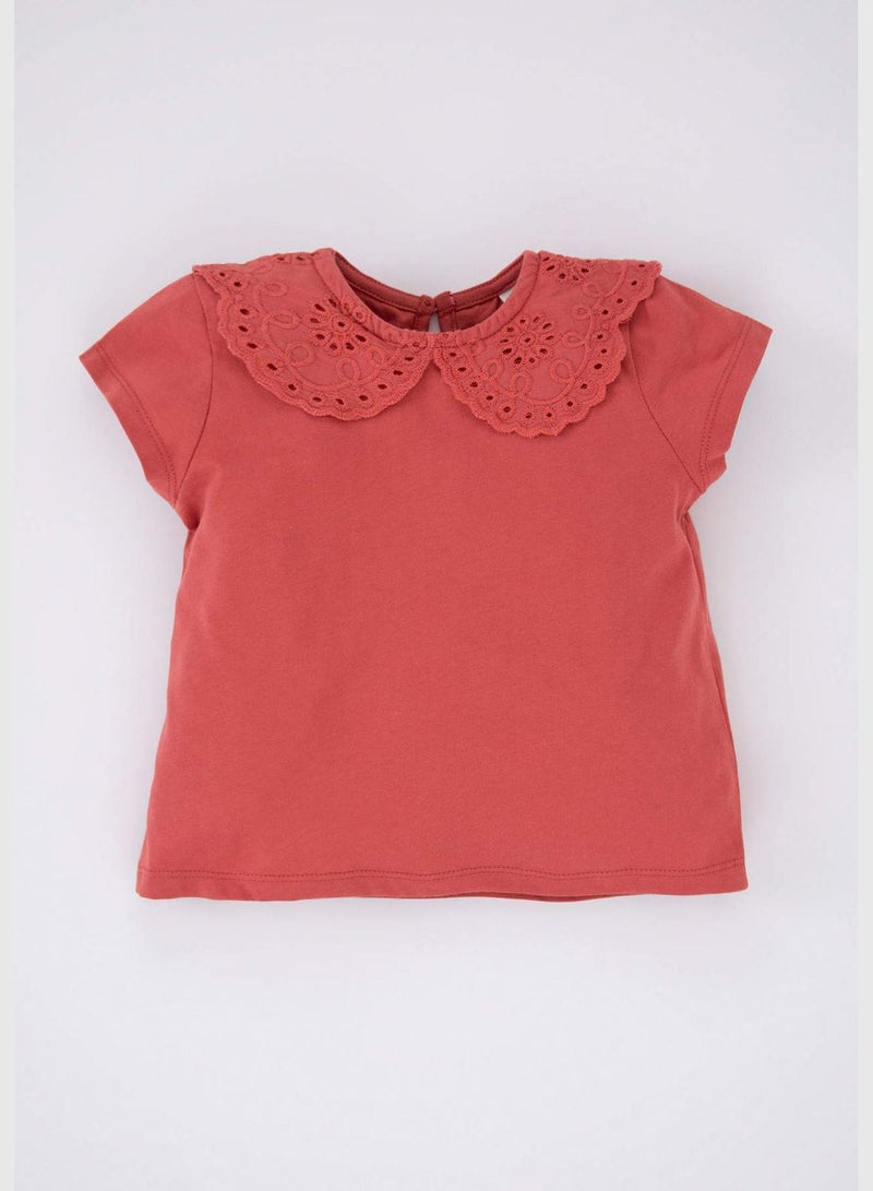 DeFacto BabyGirl Big Neck Knitted Short Sleeve Body - Image 1