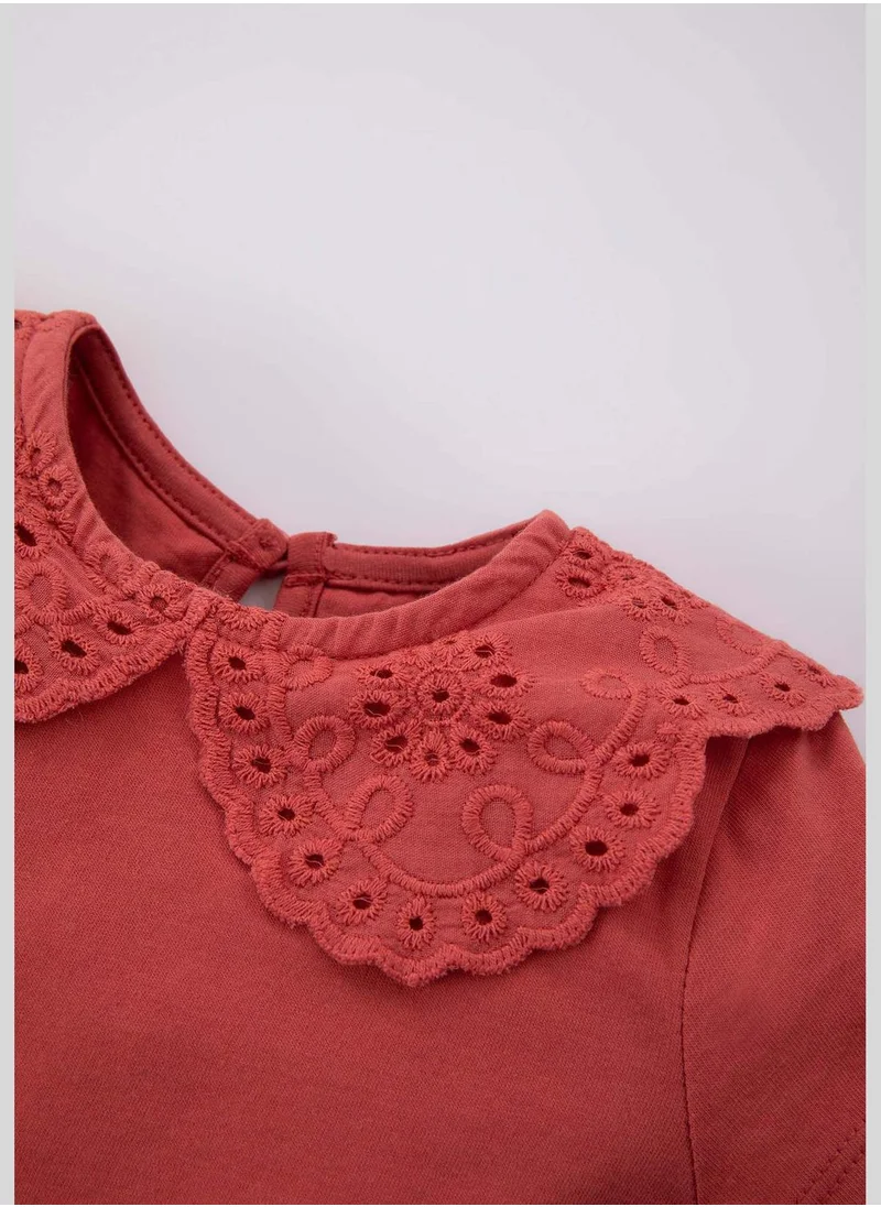 ديفاكتو BabyGirl Big Neck Knitted Short Sleeve Body