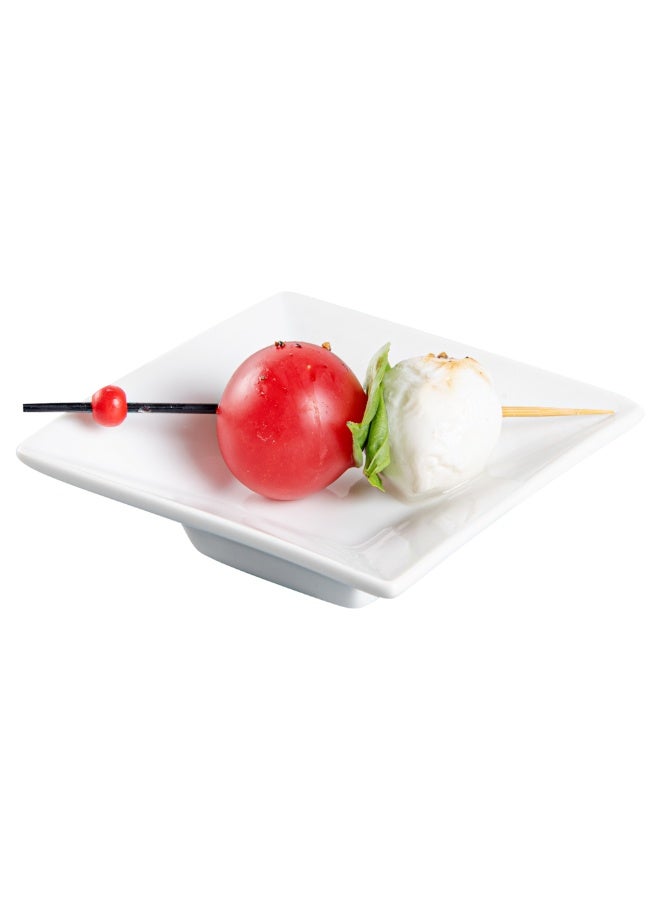 Restaurantware 3 Inch Square Mini Plates , 10 Square Small White Plates For Appetizers - Microwavable, Oven-Safe, White Porcelain Square White Appetizer Plates, Won't Chip, For Appetizers Or Desserts  - Image 2
