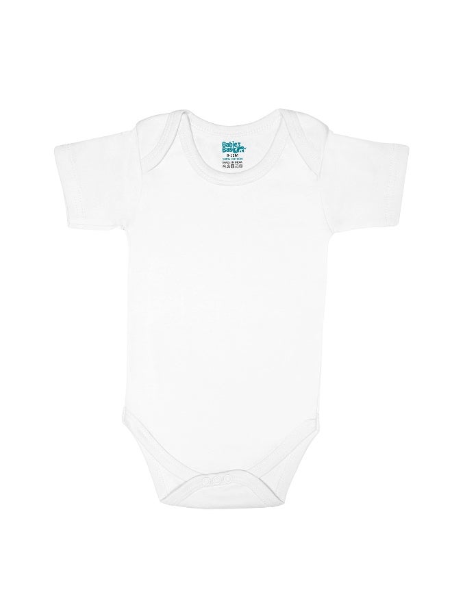 Babies Basic 100% Super Combed Cotton, Short Sleeves Romper/Bodysuit, For New Born To 24Months, Set Of 6 - White  - Image 5