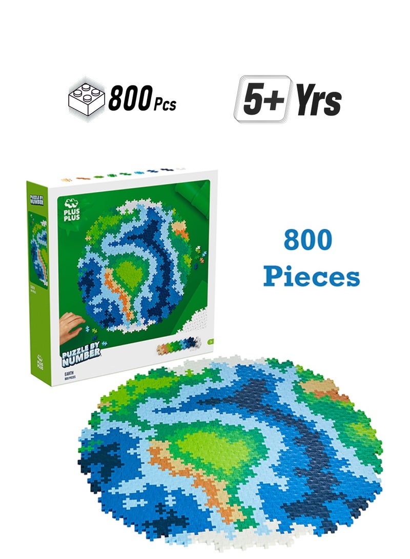 Plus-Plus Puzzle By Number, 800 Piece Mini Interlocking Hashtag Color Blocks, 3D Pixel Art Kit For Kids - Earth  - Image 1