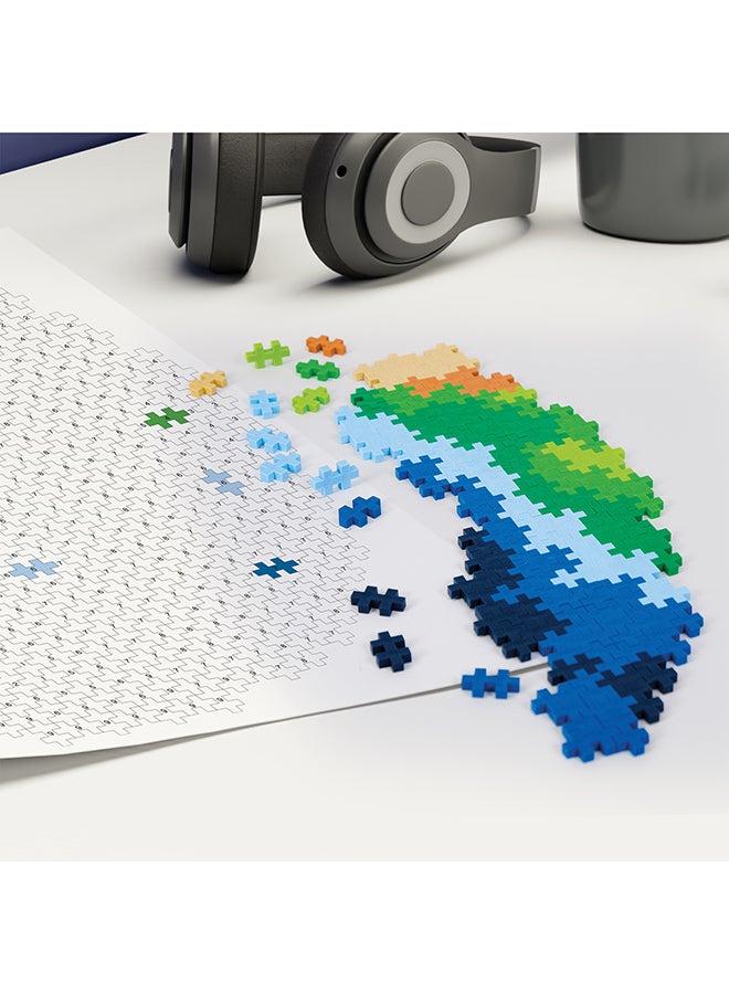 Plus-Plus Puzzle By Number, 800 Piece Mini Interlocking Hashtag Color Blocks, 3D Pixel Art Kit For Kids - Earth  - Image 3