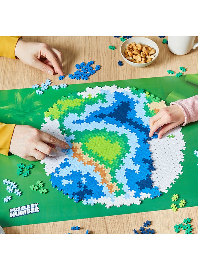 Plus-Plus Puzzle By Number, 800 Piece Mini Interlocking Hashtag Color Blocks, 3D Pixel Art Kit For Kids - Earth  - Image 4