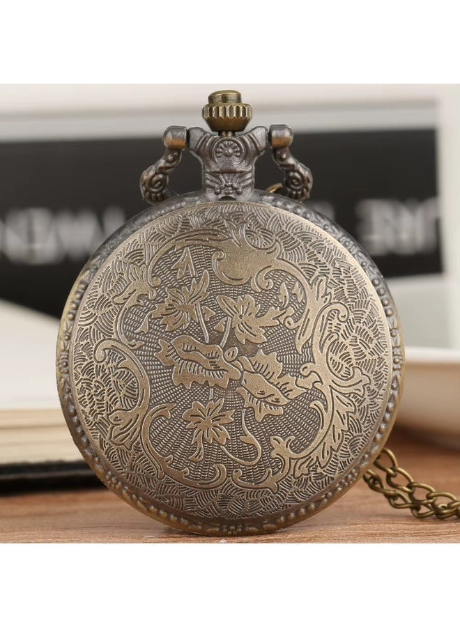 Vintage Pocket Watch Necklace for Men & Women – Paris Eiffel Tower Design – Quartz Pendant Watch with Chain – Antique Bronze & Silver Classic Retro Gift (Antique Bronze) - Image 2