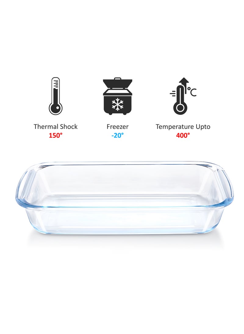 BLACKSTONE 3.0L Rectangle Shape Glass Oven Dish - Premium Borosilicate Bakeware, Oven, Microwave & Dishwasher Safe, Perfect for Baking, Roasting, and Serving  - Image 3