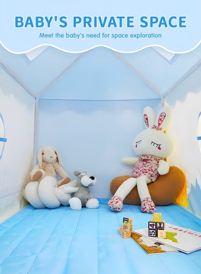 GROIC خيمة لعب للأطفال مع أضواء النجوم، بيت لعب خرافي كبير مع أضواء النجوم، خيمة لعب خرافية للأطفال داخلية وخارجية، هدية سهلة الإعداد للأطفال 53 بوصة × 37 بوصة × 49 بوصة، أزرق - Image 3