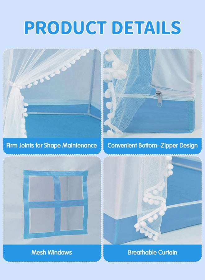 GROIC خيمة لعب للأطفال مع أضواء النجوم، بيت لعب خرافي كبير مع أضواء النجوم، خيمة لعب خرافية للأطفال داخلية وخارجية، هدية سهلة الإعداد للأطفال 53 بوصة × 37 بوصة × 49 بوصة، أزرق - Image 5