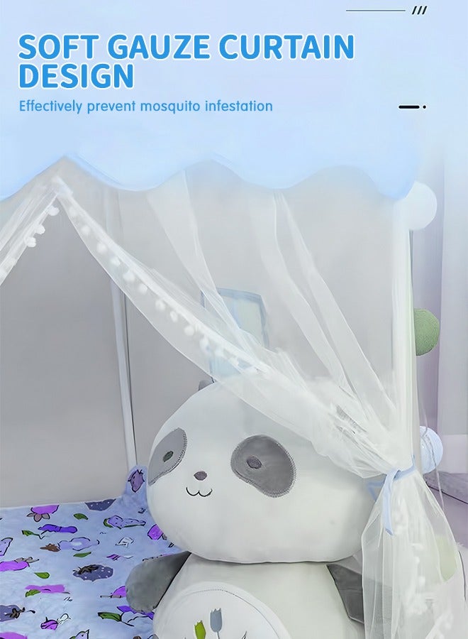 GROIC خيمة لعب للأطفال مع أضواء النجوم، بيت لعب خرافي كبير مع أضواء النجوم، خيمة لعب خرافية للأطفال داخلية وخارجية، هدية سهلة الإعداد للأطفال 53 بوصة × 37 بوصة × 49 بوصة، أزرق - Image 4