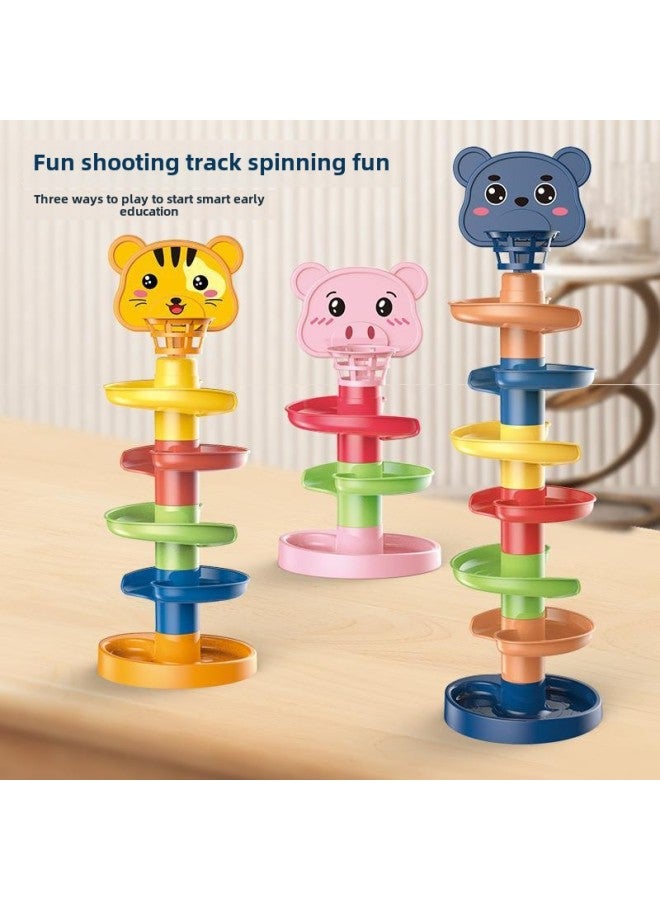 Baby Puzzle Fun Track Slide Ball Tower 0-3 Years Old Baby Roll Ball Early Education Stacking Music 1-2 Toy Tower-Color:Tiger 3-8-piece Set  - Image 2