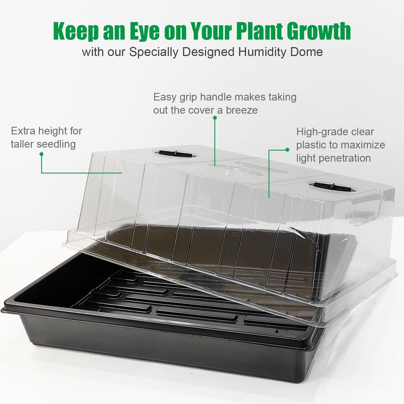RooTrimmer 4-Pack Seed Starter Trays with 5'' Tall Humidity Domes â€“ Reusable Plant Germination Kit for Microgreens, Herbs & Indoor Gardening | Clear Vented Lids, Fast Seedling Growth & Durable Design - Image 4
