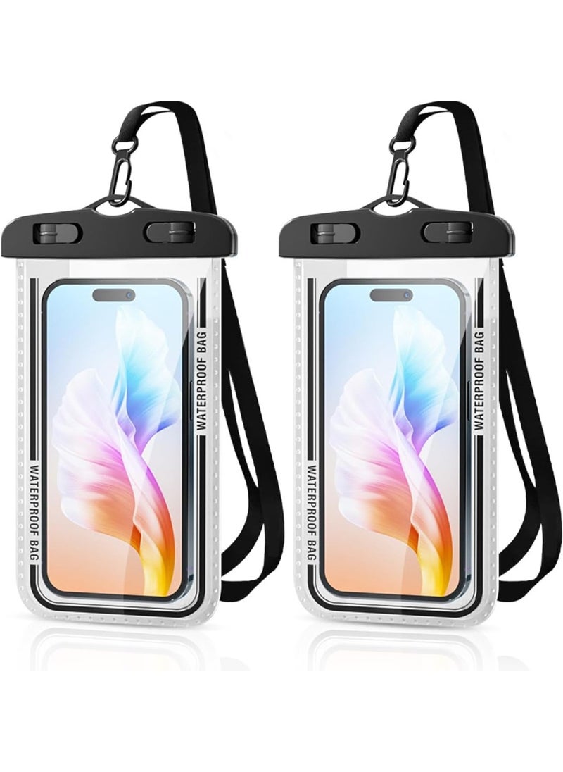 Golden 2 Pack IPX8 Waterproof Phone Pouch Crossbody Lanyard [Easy Lock & Heavy Duty] Water Proof Cell Phone Case Dry Bag for iPhone 16 15 14 13 Pro Max, Galaxy S23 Ultra, All 4-7" Cellphones(D7-2 )  - Image 1