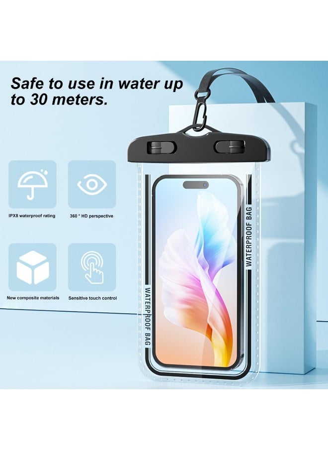 Golden 2 Pack IPX8 Waterproof Phone Pouch Crossbody Lanyard [Easy Lock & Heavy Duty] Water Proof Cell Phone Case Dry Bag for iPhone 16 15 14 13 Pro Max, Galaxy S23 Ultra, All 4-7" Cellphones(D7-2 )  - Image 2