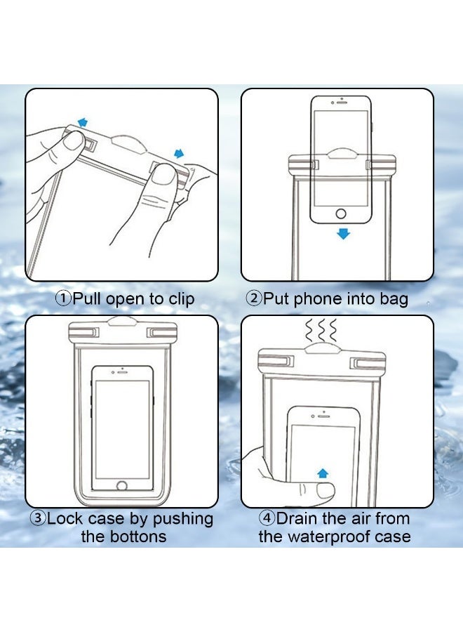 2 Pack IPX8 Waterproof Phone Pouch Crossbody Lanyard [Easy Lock & Heavy Duty] Water Proof Cell Phone Case Dry Bag for iPhone 16 15 14 13 Pro Max, Galaxy S23 Ultra, All 4-7" Cellphones(D7-2 )