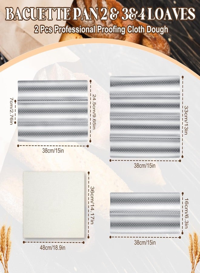 Sliner 5 Pack Nonstick Baguette Bread Pan for French Bread Baking 15 Inch 2&3&4 Loaves Baguette Baking Tray for Sourdough 2 Pcs Proofing Cloth Dough Suitable for Creating Crisp Golden Brown Crust - Image 2