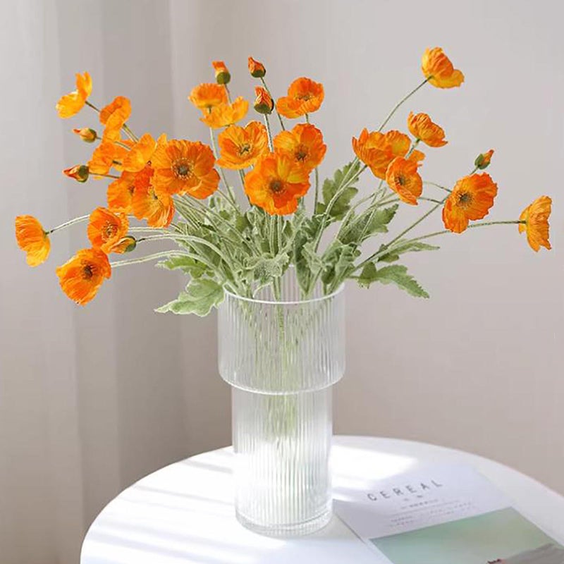 DUYONE Artificial Flowers 6 Stems Poppy Silk Bouquet,for Wedding, Home, Party Decoration,Table Centerpiece Arrangement(Orange) - Image 1