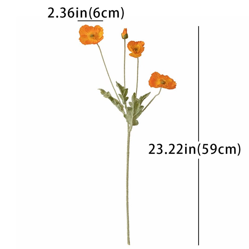 DUYONE Artificial Flowers 6 Stems Poppy Silk Bouquet,for Wedding, Home, Party Decoration,Table Centerpiece Arrangement(Orange) - Image 4