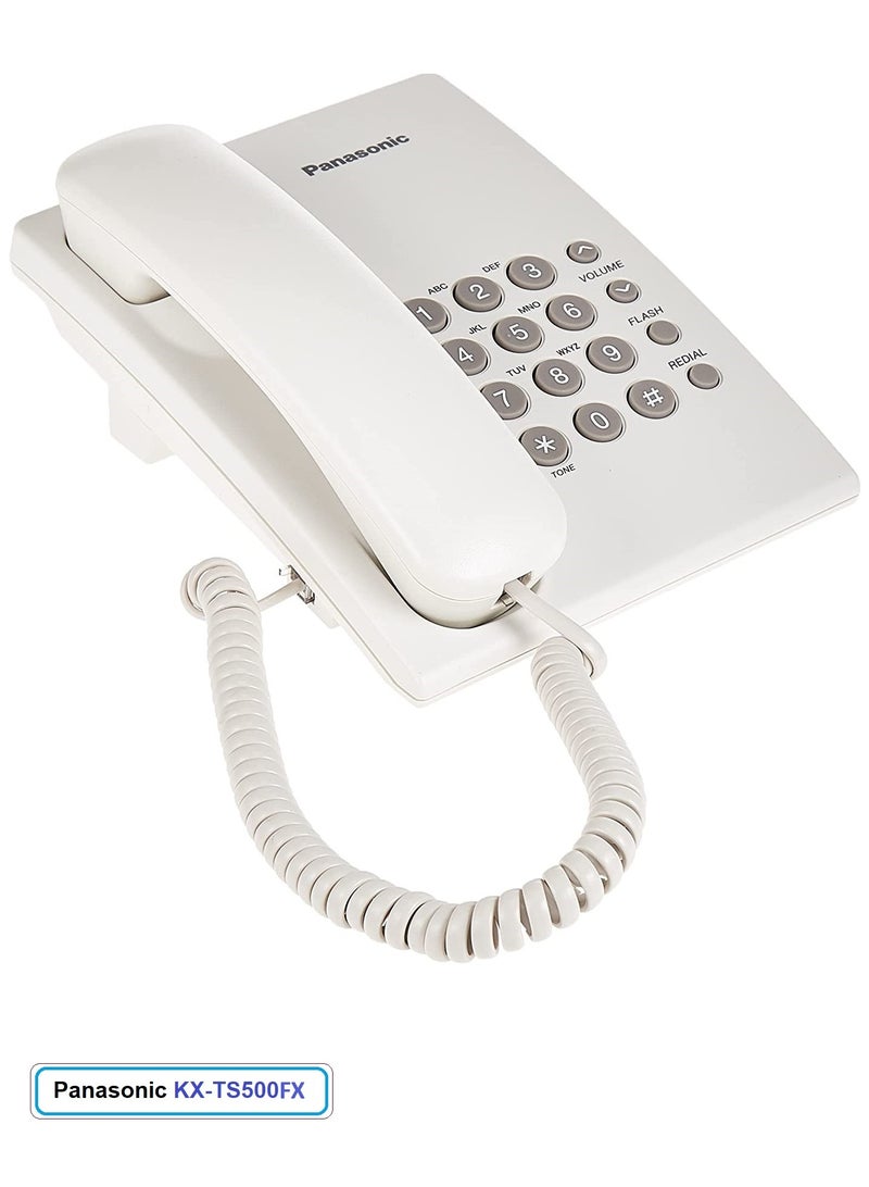 باناسونيك KX-TS500FX تليفون ارضي بسلك أبيض - Image 1
