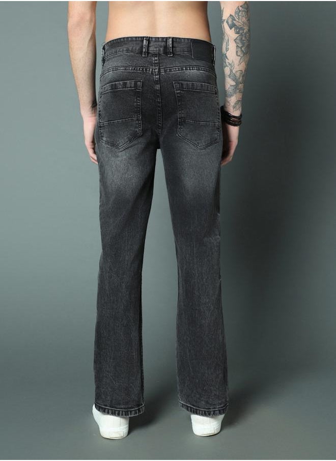 HIGH STAR - Mid Rise Regular Fit Faded Jeans by Styli - Image 1