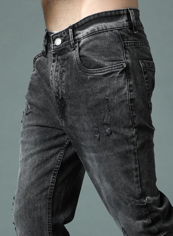 HIGH STAR Mid Rise Regular Fit Faded Jeans by Styli